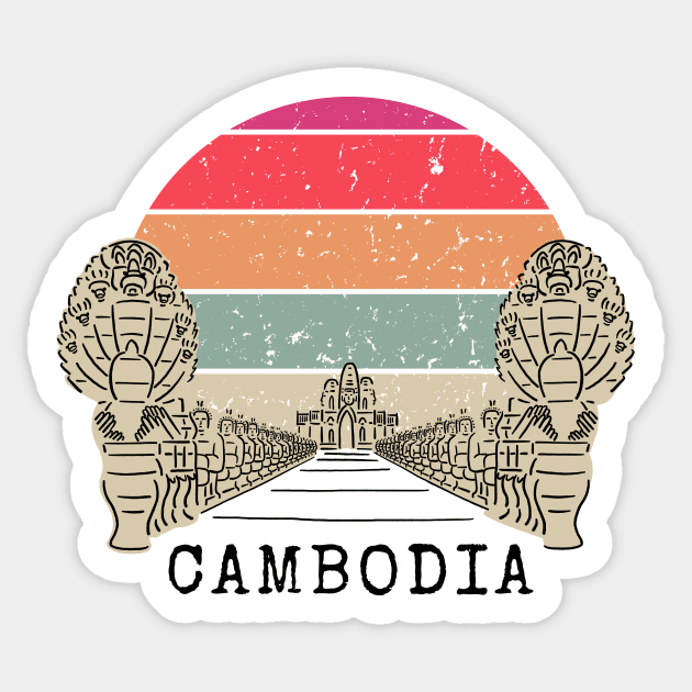 Angkor Thom Majesty: Cambodia's Ancient Wonder -- Vintage Edition Red Sticker by CuteBotss